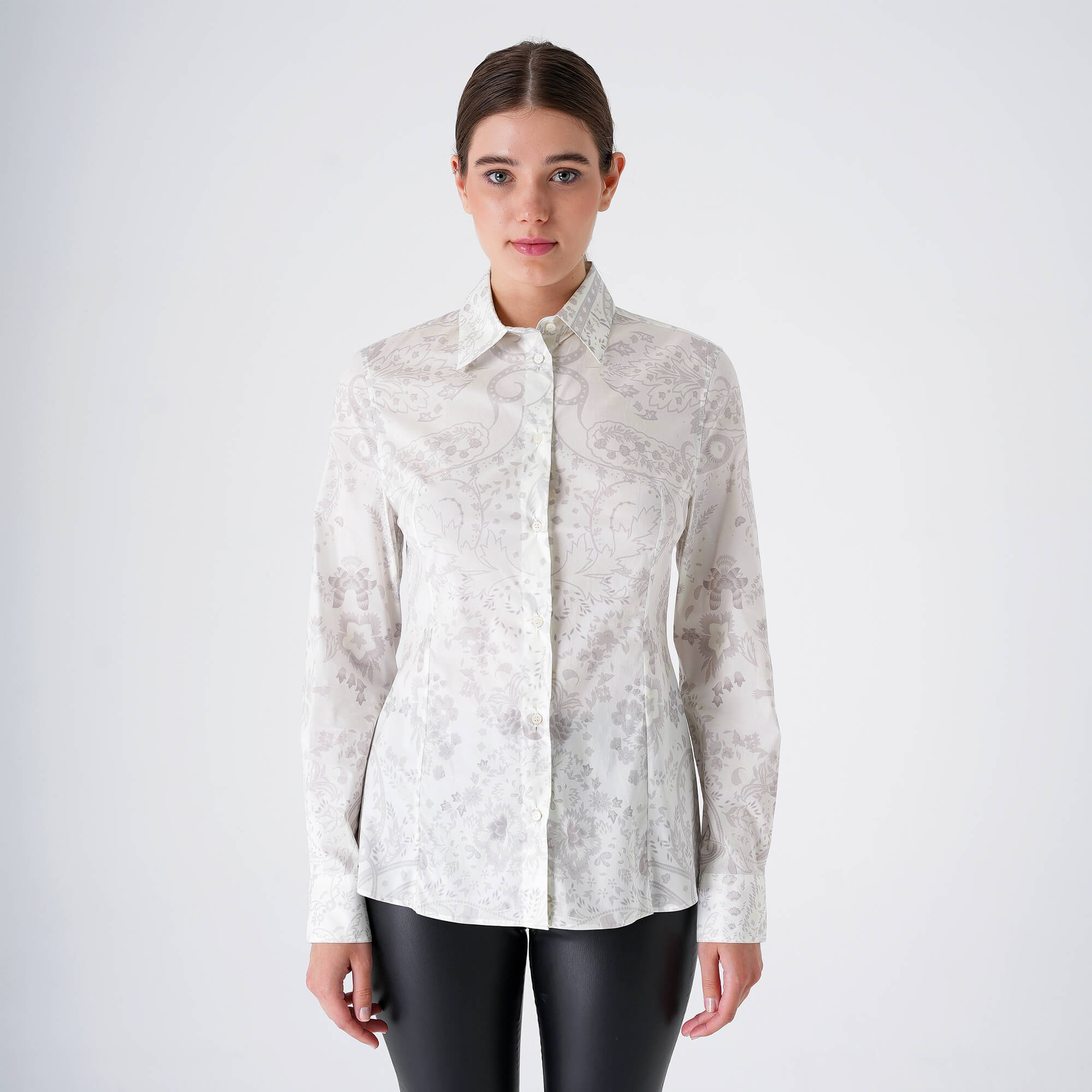 Etro - White&Grey Paisley Cotton  Shirt